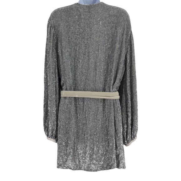 Retrofete Gabrielle Sequin Robe Dress S Wrap Front Tie Waist Embellished NWD - Picture 2 of 7
